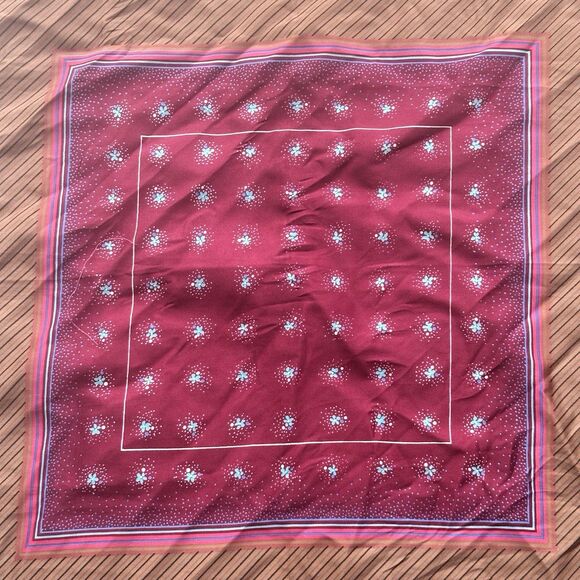 VTG Specialty House Medium Stripe Square Floral Silky Scarf 26" Made Italy Wrap - Picture 3 of 9